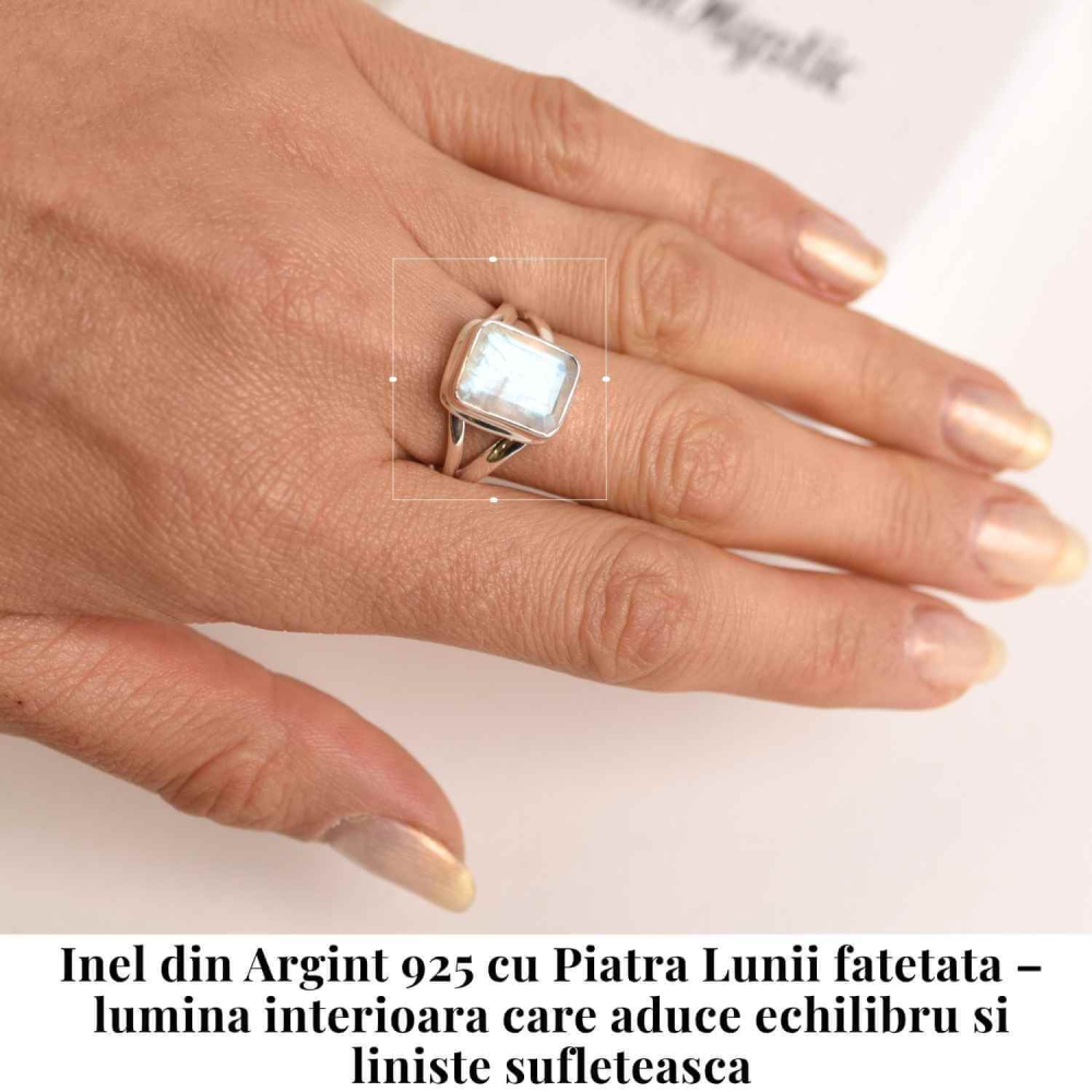Inel Argint 925 cu Piatra Lunii Fatetata Dreptunghiulara – Echilibru Emotional si Claritate Interioara [2]