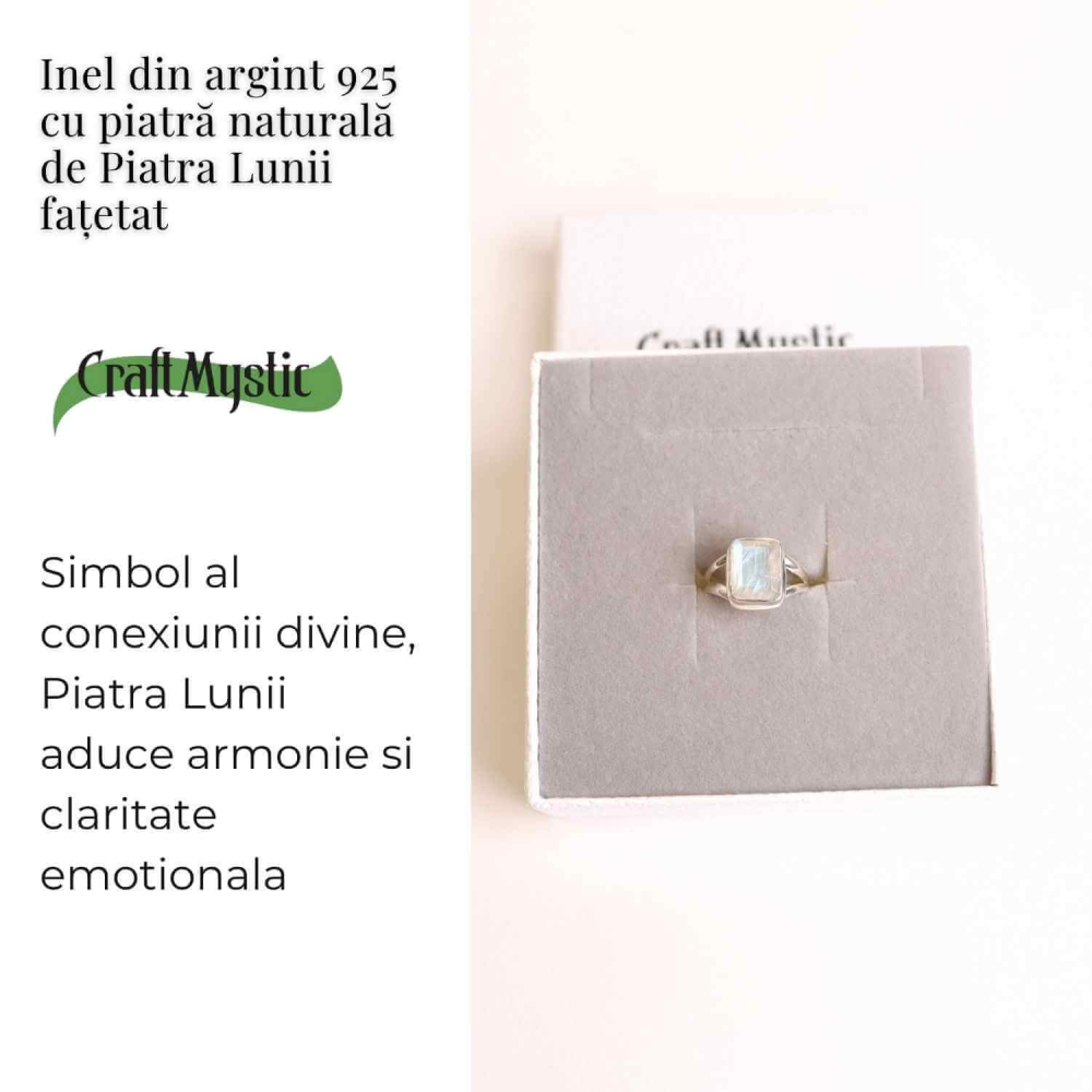 Inel Argint 925 cu Piatra Lunii Fatetata Dreptunghiulara – Echilibru Emotional si Claritate Interioara [5]
