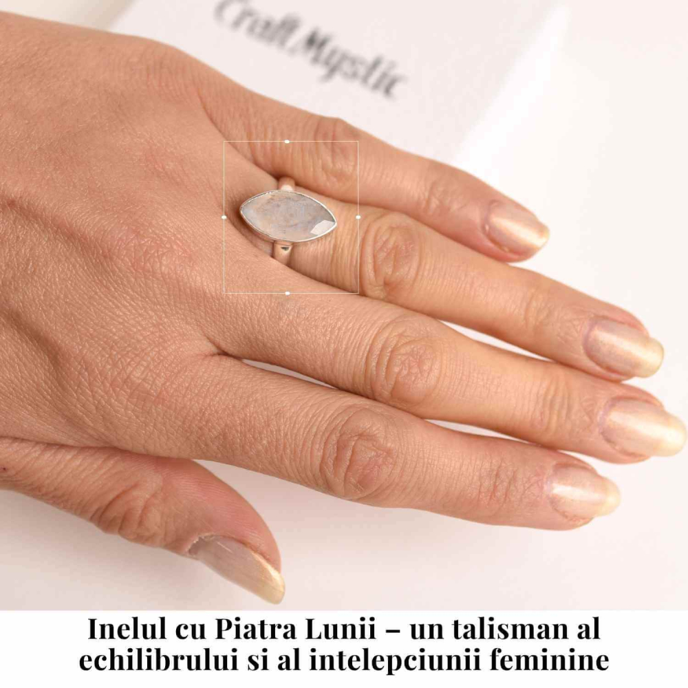 Inel Argint 925 cu Piatra Lunii Fatetata Marquise – Lumina Intuitiei si Echilibrului Interior [2]