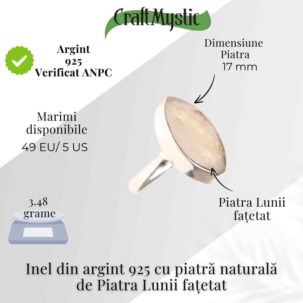 Inel Argint 925 cu Piatra Lunii Fatetata Marquise – Lumina Intuitiei si Echilibrului Interior [5]