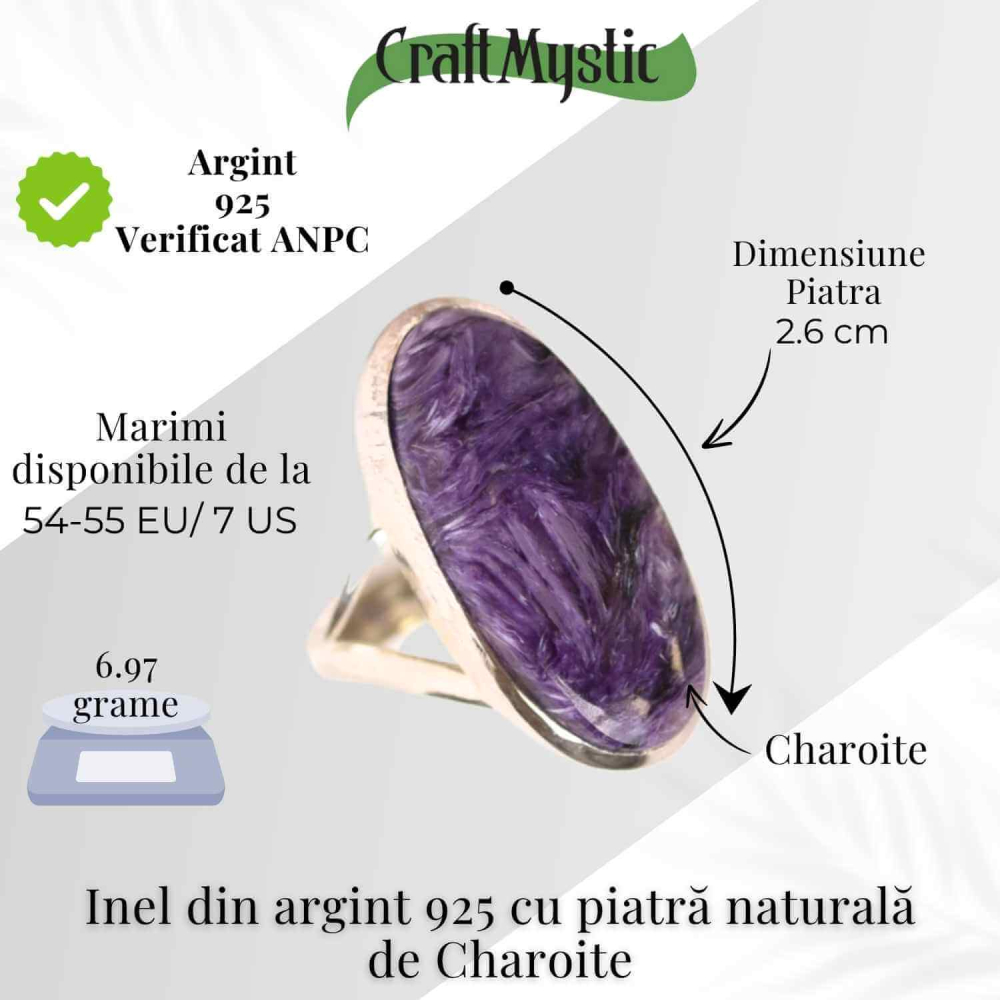 Inel argint 925 cu Charoite oval – Transformare si Vindecare Interioara [5]
