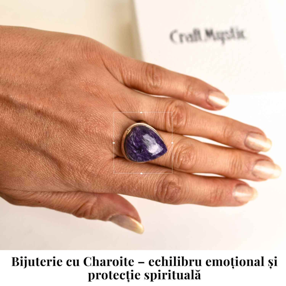 Inel argint 925 cu Charoite naturala triunghi – Transformare si echilibru interior [2]