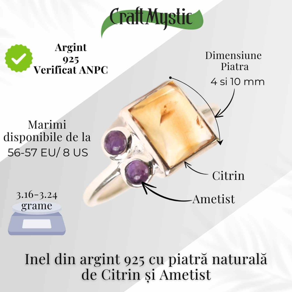 Inel argint 925 cu Citrin si Ametist – Echilibru si Claritate Interioara [5]