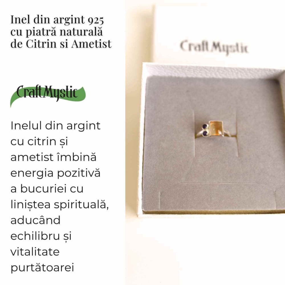 Inel argint 925 cu Citrin si Ametist – Echilibru si Claritate Interioara [3]