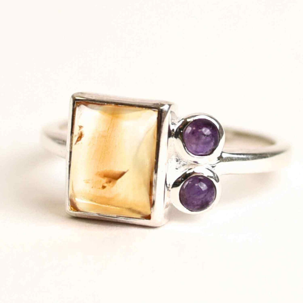 Inel argint 925 cu Citrin si Ametist – Echilibru si Claritate Interioara [7]