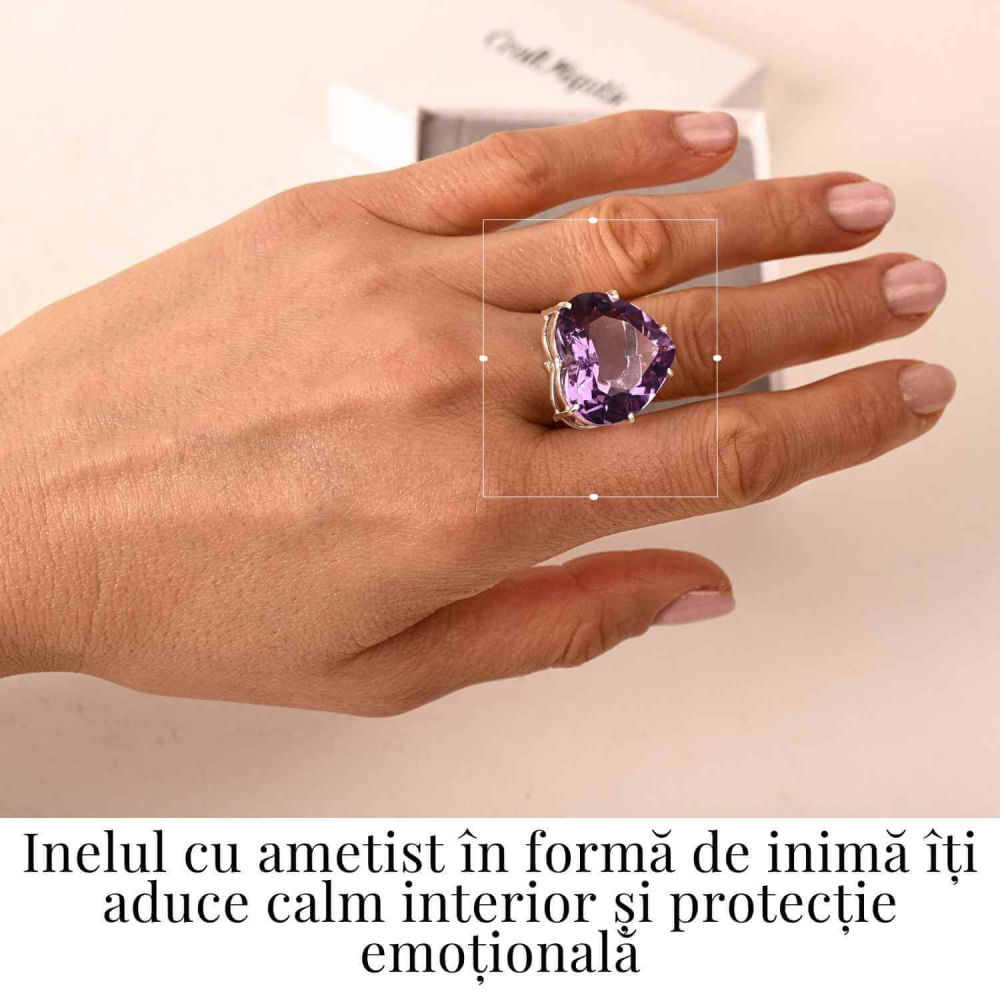 Inel din Argint 925 cu Ametist in Forma de Inima – Calm Interior si Protectie Emotionala [2]