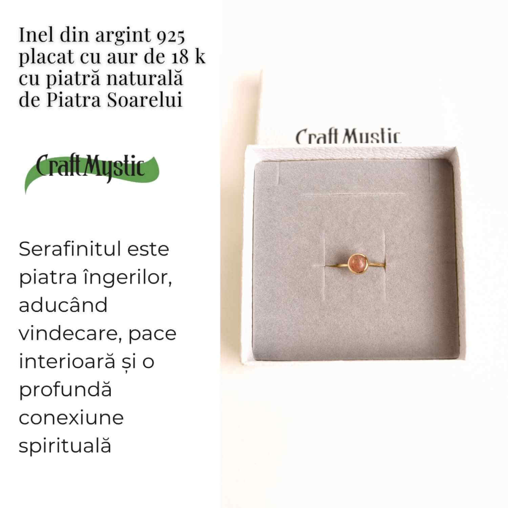 Inel Argint 925 placat cu Aur 18K cu Piatra Soarelui Oval – Energie Pozitiva si Incredere Interioara [3]