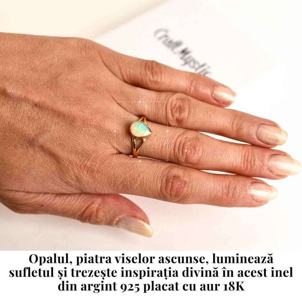 Inel Argint 925 placat cu Aur 18K cu Opal Etiopian Lacrima – Lumina Vindecarii Interioare [2]