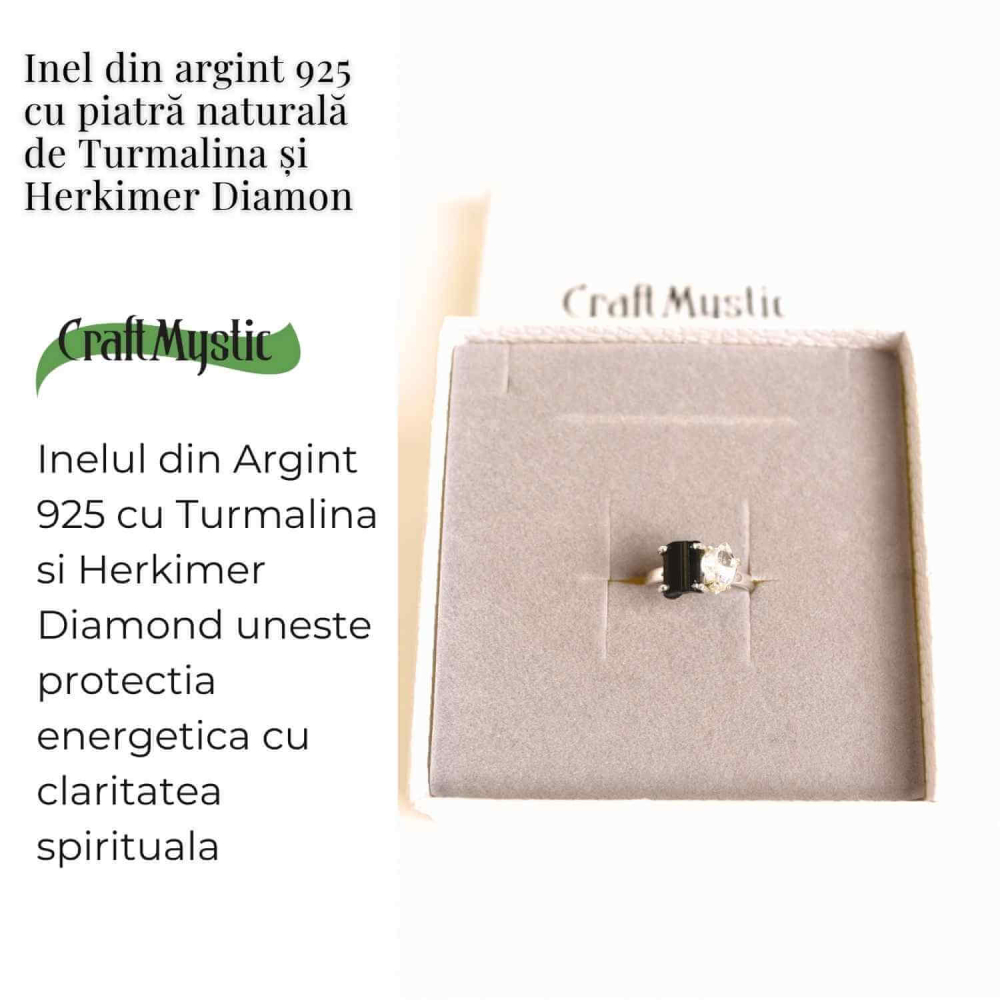 Inel argint 925 cu Turmalina si Herkimer Diamond – Protectie si Claritate Interioara [3]