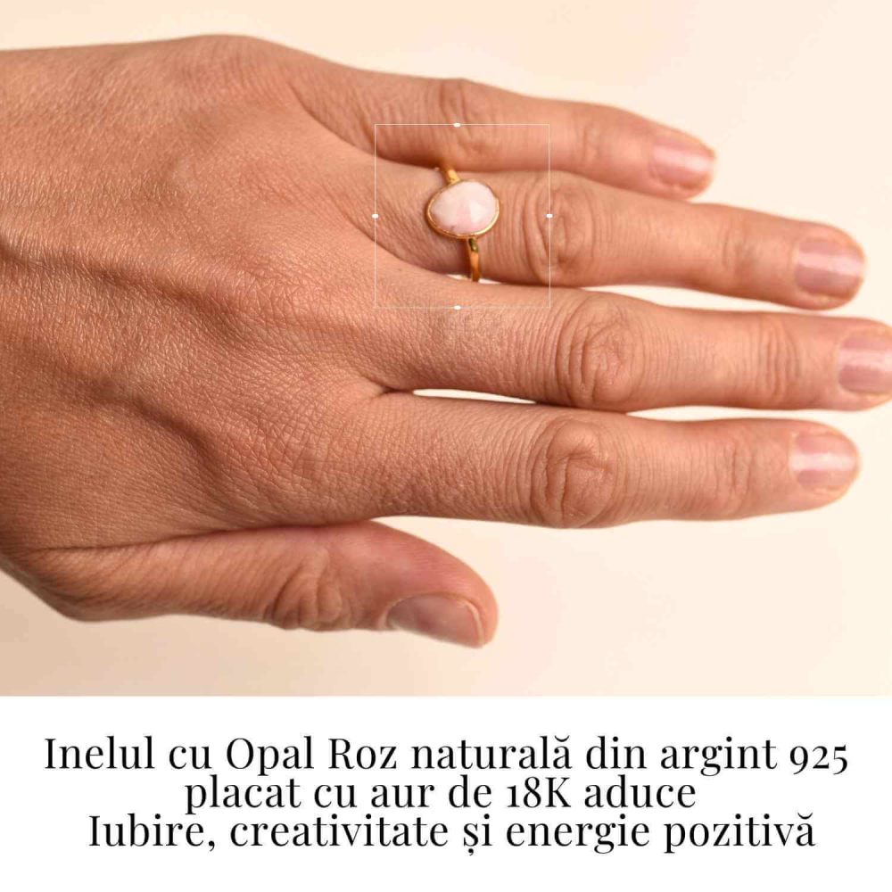 Inel argint 925 placat cu aur 18K si Opal Roz fatetat – Iubire, creativitate si echilibru [2]