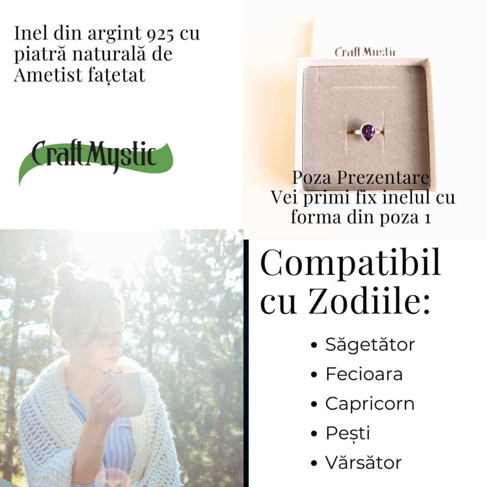 Inel argint 925 cu Ametist Fatetat – Claritate si Echilibru Interior [4]