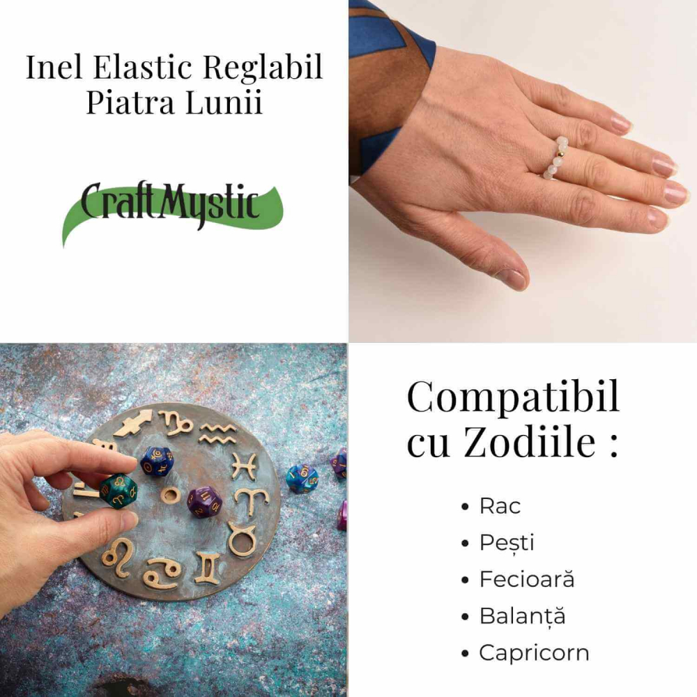 Inel elastic cu biluta aurie si margele 4 mm din pietre naturale [4]