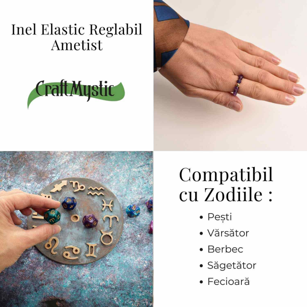 Inel elastic cu biluta aurie si margele 4 mm din pietre naturale [5]