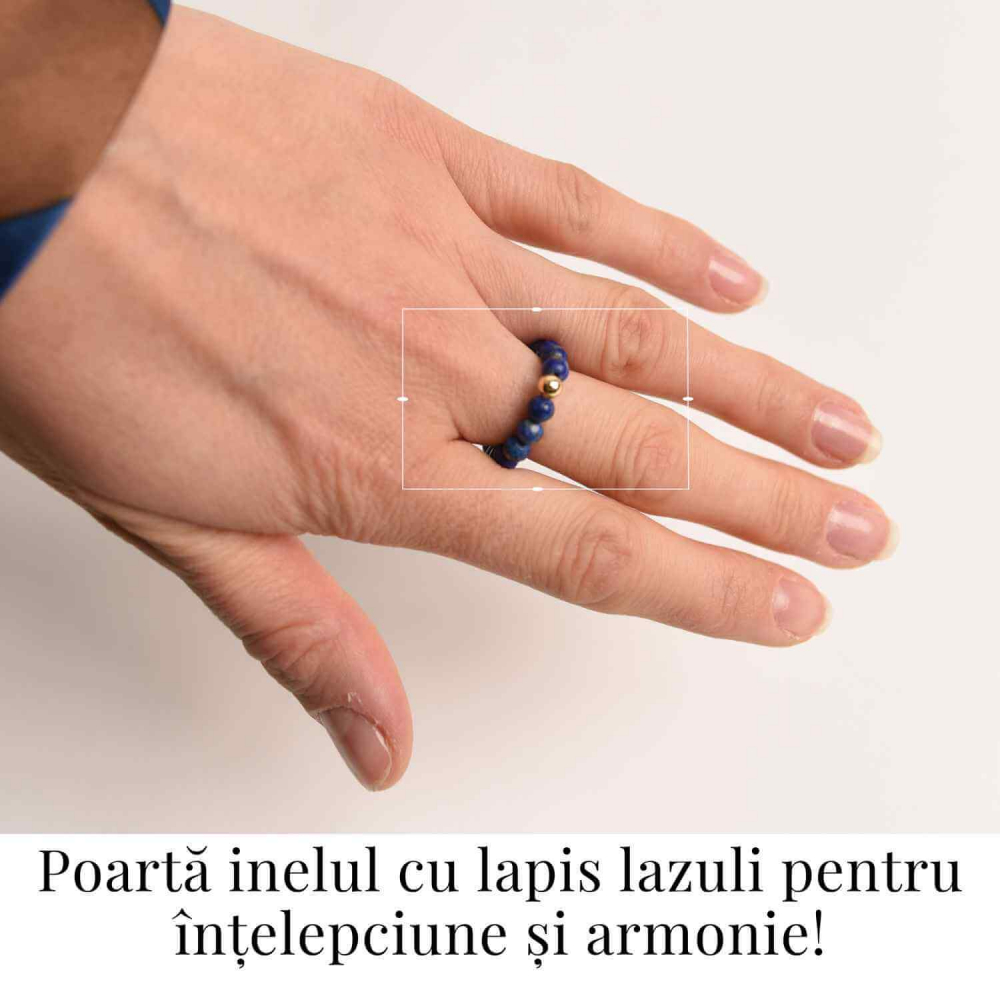 Inel elastic cu biluta aurie si margele 4 mm din pietre naturale [2]