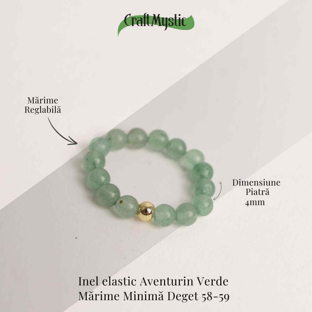 Inel elastic cu biluta aurie si margele 4 mm din pietre naturale [3]