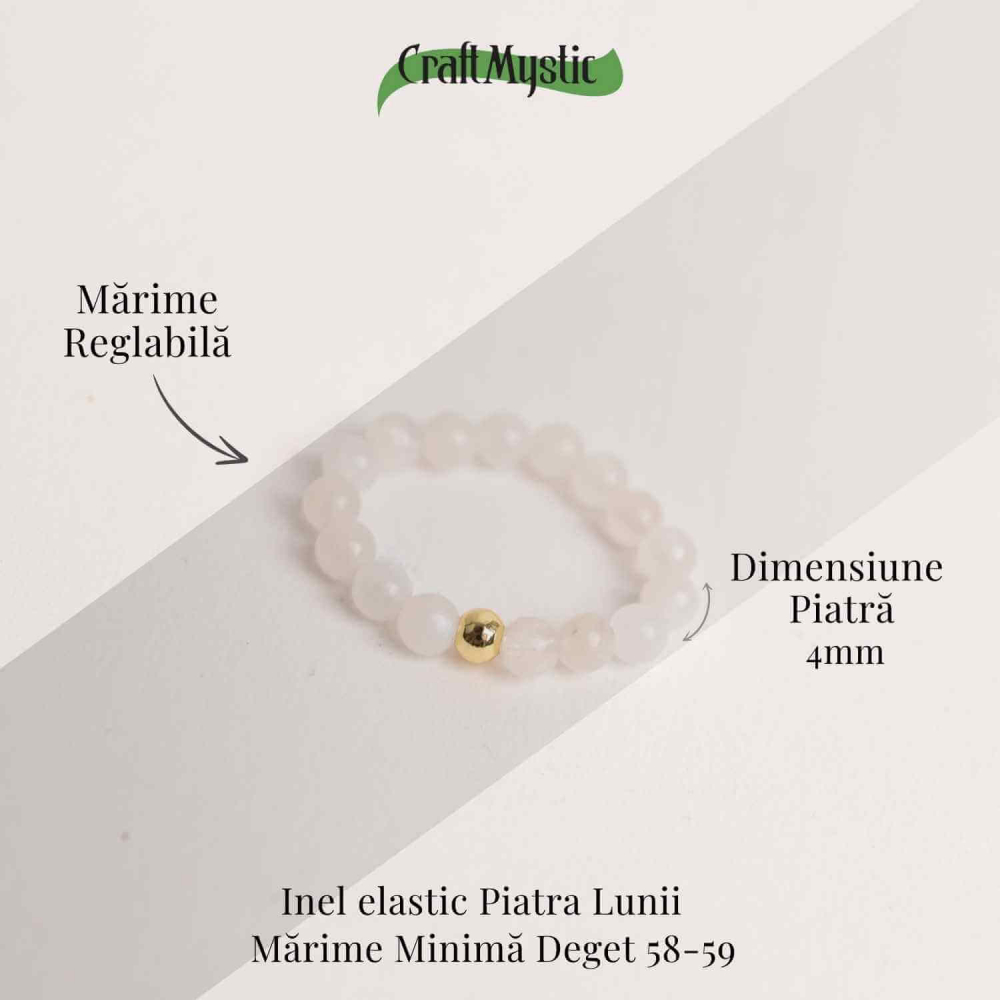 Inel elastic cu biluta aurie si margele 4 mm din pietre naturale [3]