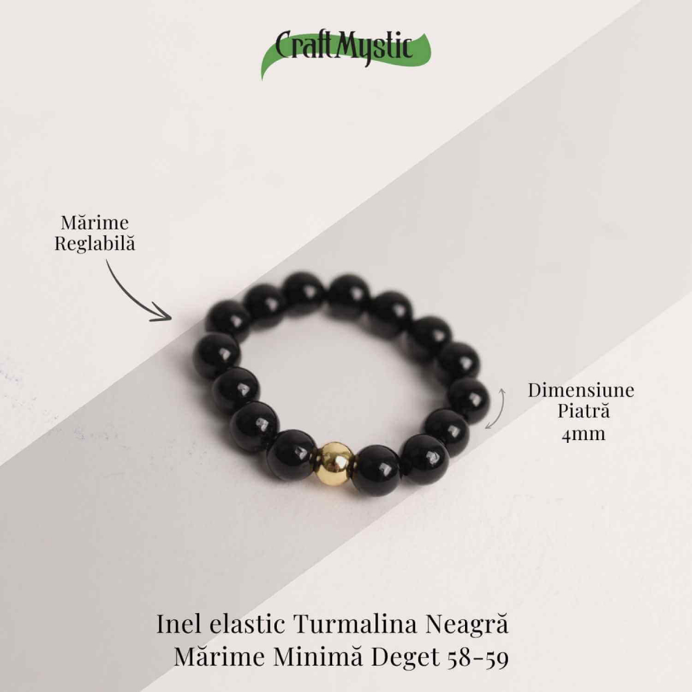 Inel elastic cu biluta aurie si margele 4 mm din pietre naturale [3]