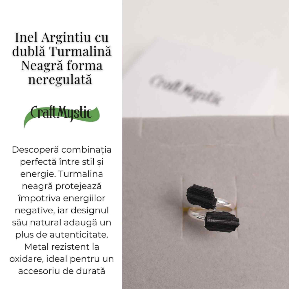 Inel Argintiu cu Dubla Turmalina Neagra - Protectie si Eleganta [7]