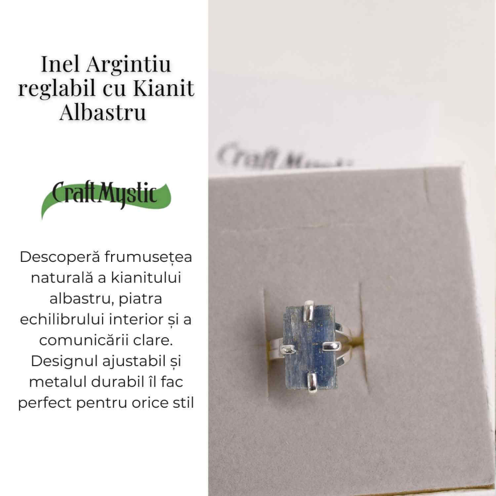 Inel Argintiu cu Kianit (cianit) Albastru - Claritate si Echilibru [3]