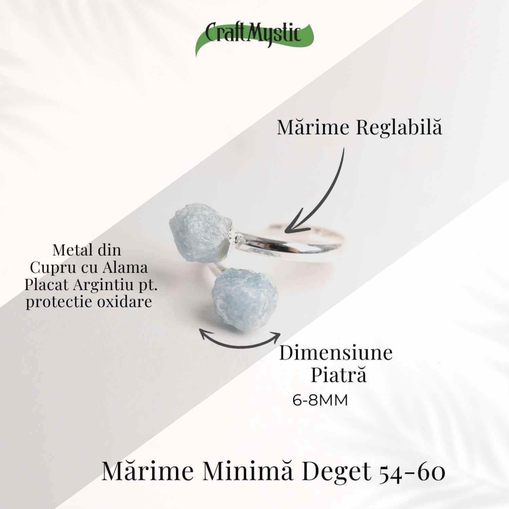 Inel Reglabil Argintiu cu Dublu Acvamarin, Calm Si Claritate [4]