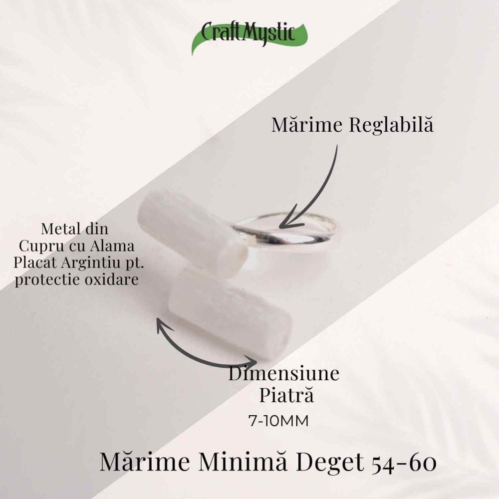 Inel Reglabil Argintiu cu Dublu Selenit, Claritate si Purificare [4]