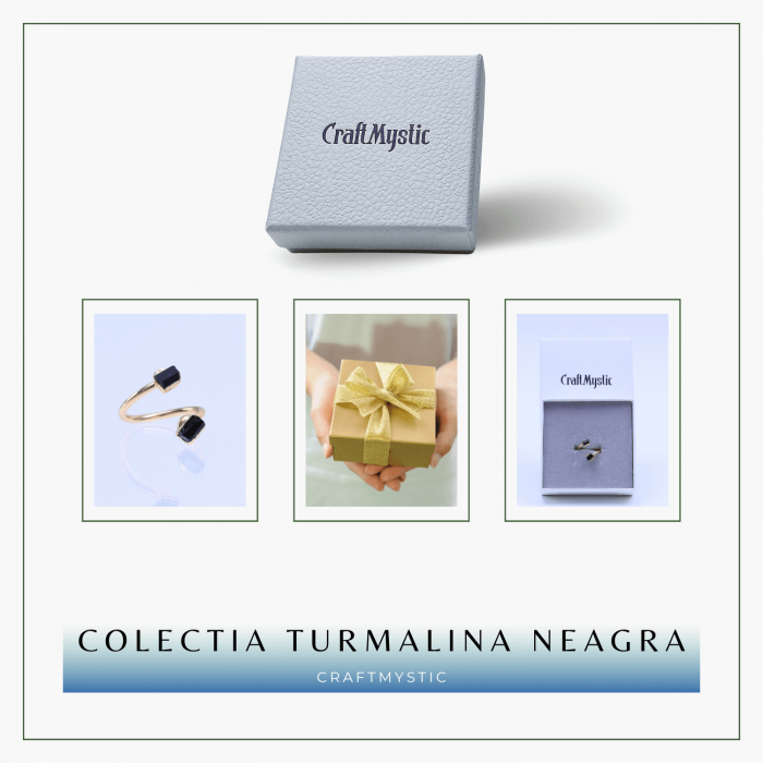 Inel auriu cu dubla Turmalina Neagra, pentru protectie si echilibru [9]