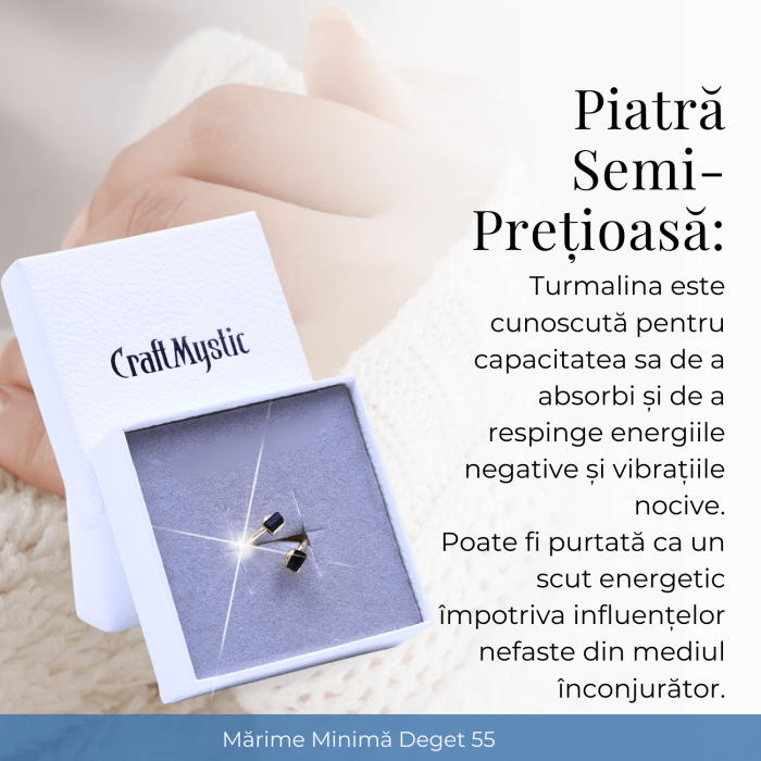 Inel auriu cu dubla Turmalina Neagra, pentru protectie si echilibru [7]