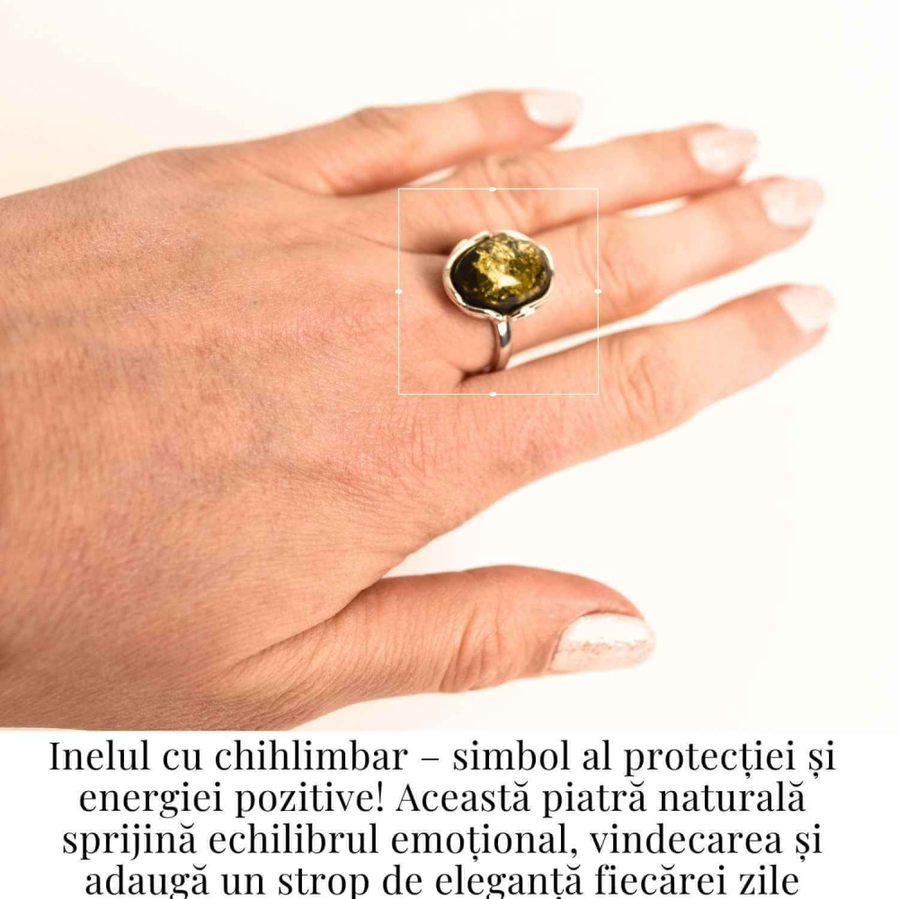 Inel ajustabil argint 925 cu chihlimbar natural – Eleganta unica [2]
