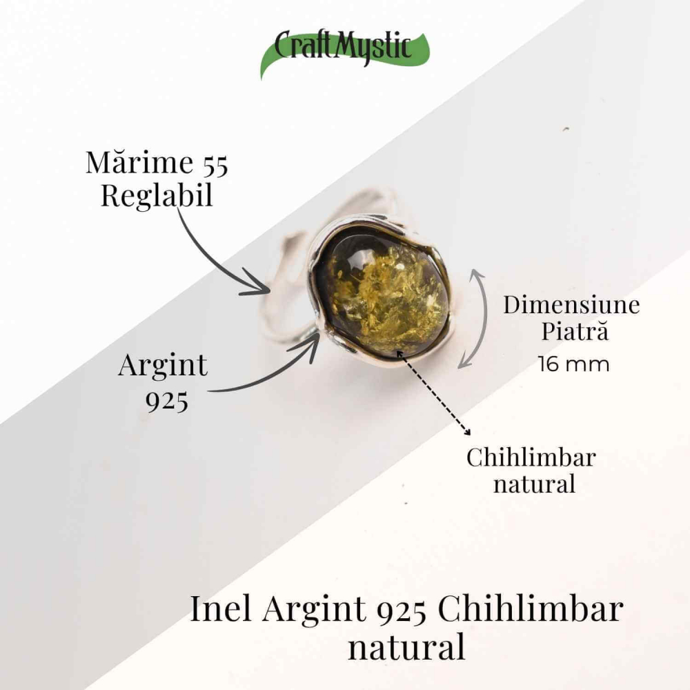 Inel ajustabil argint 925 cu chihlimbar natural – Eleganta unica [3]
