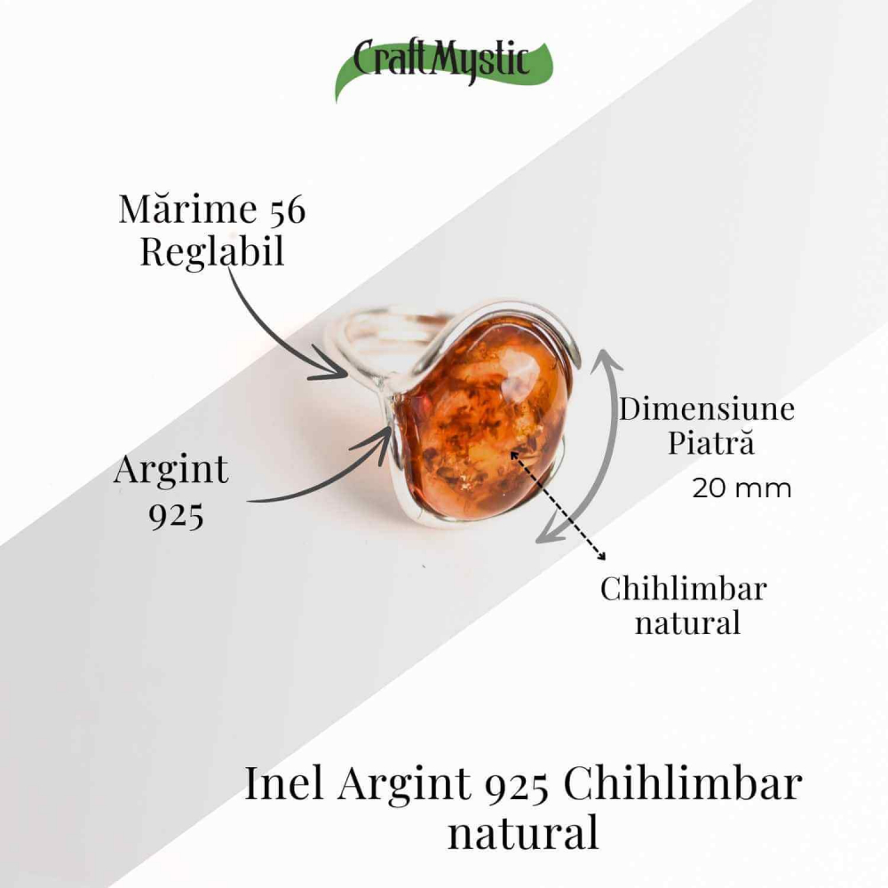 Inel argint 925 ajustabil cu chihlimbar natural – Energie si Eleganta [6]