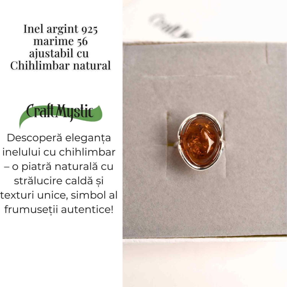 Inel argint 925 ajustabil cu chihlimbar natural – Energie si Eleganta [5]