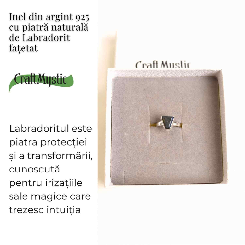 Inel Argint 925 cu Labradorit fatetat  froma Triunghi – Protectie si Putere Interioara [4]