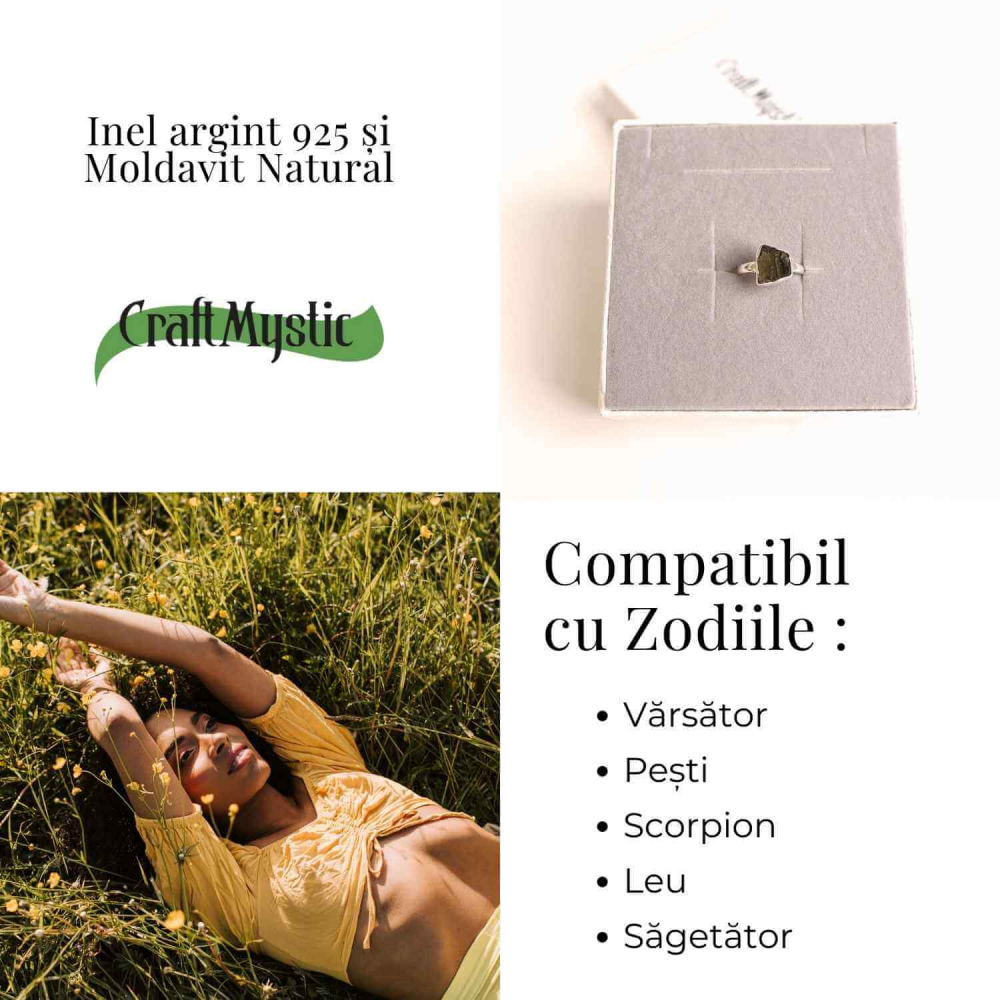 Inel cu Moldavit natural si montura argint 925– Claritate mentala si putere personala [5]
