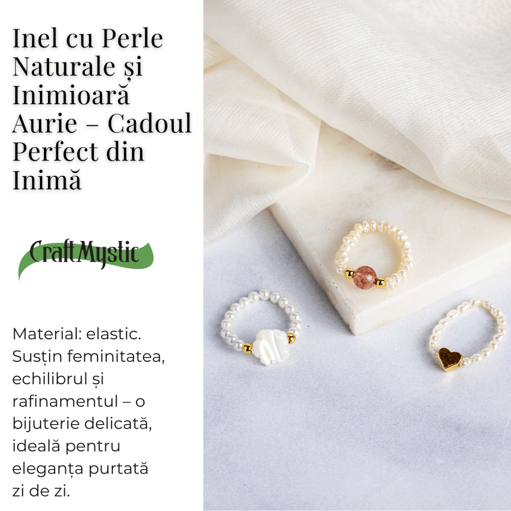 Inel cu perle naturale si inimioara aurie – Cadoul perfect din inima [3]