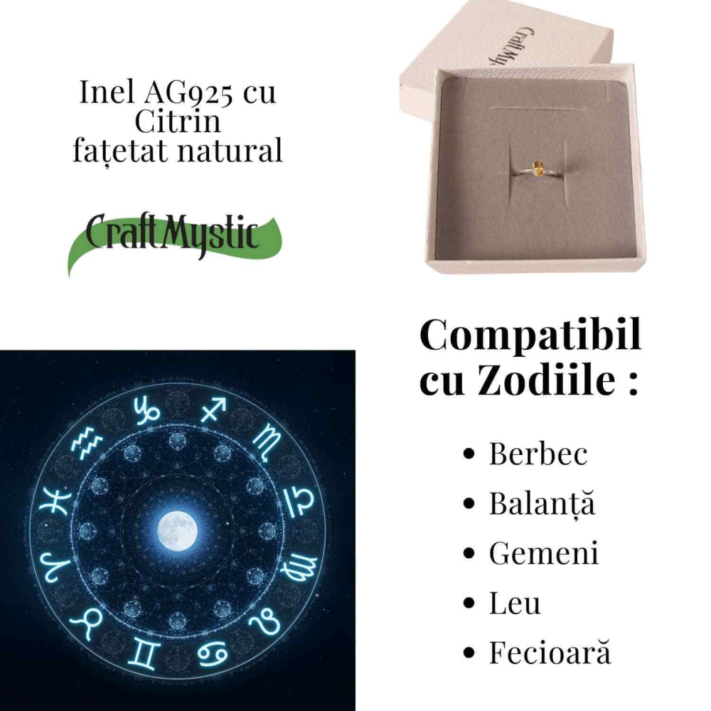 Inel din argint 925 cu citrin fatetat, o bijuterie care aduce lumina si claritate in ritmul zilnic [5]