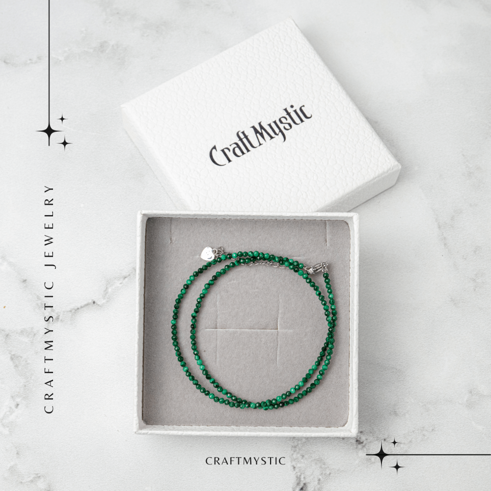 Energie si Echilibru – Choker din Otel Inoxidabil cu Malachit Natural Fatetat [7]