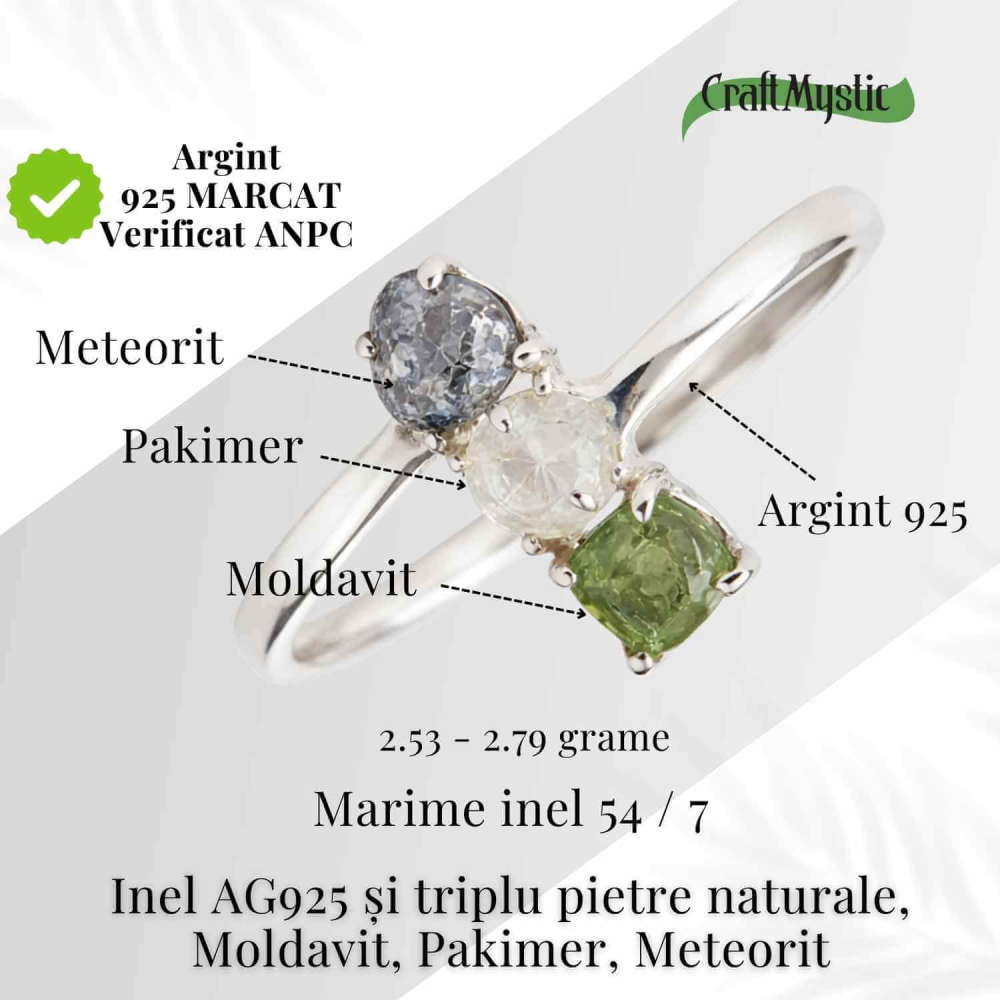 Inel din Argint 925 cu Moldavit, Pakimer si Meteorit - Conexiune si claritate [4]