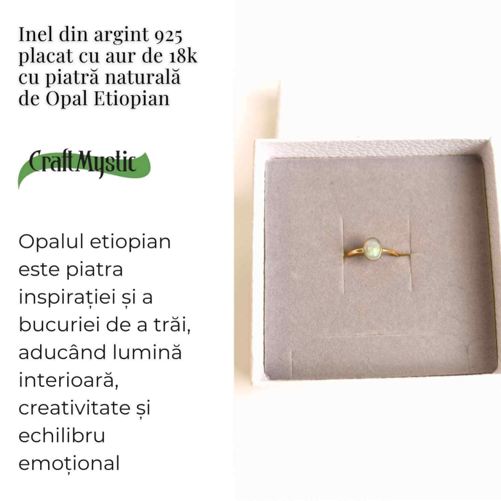 Inel argint 925 placat cu aur 18K cu Opal Etiopian fatetat rotund – Lumina sufletului [2]