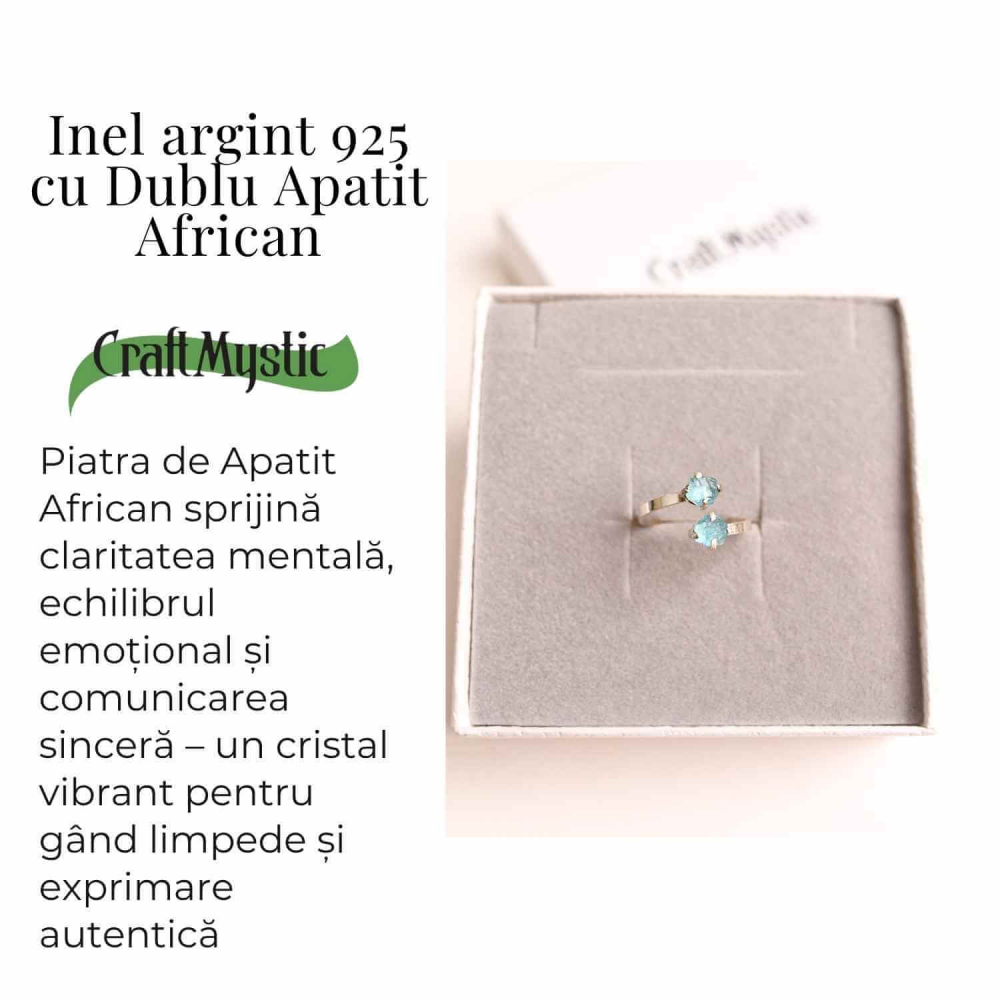 Inel Argint 925 cu Apatit African Dublu – Claritate si Comunicare Autentica [3]