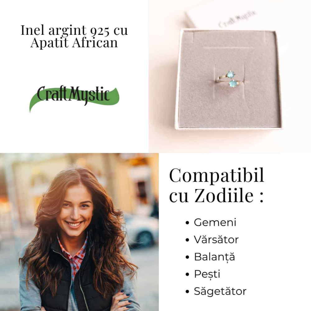 Inel Argint 925 cu Apatit African Dublu – Claritate si Comunicare Autentica [5]