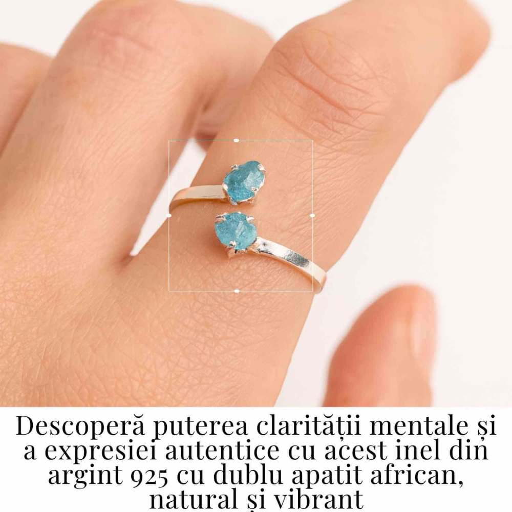 Inel Argint 925 cu Apatit African Dublu – Claritate si Comunicare Autentica [2]