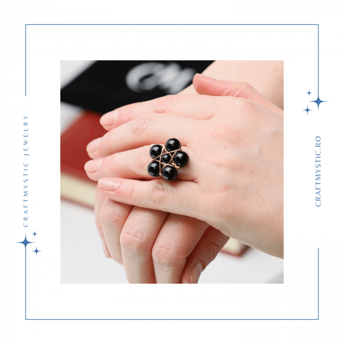 Inel ajustabil cu piatra naturala cluster Ametist [2]