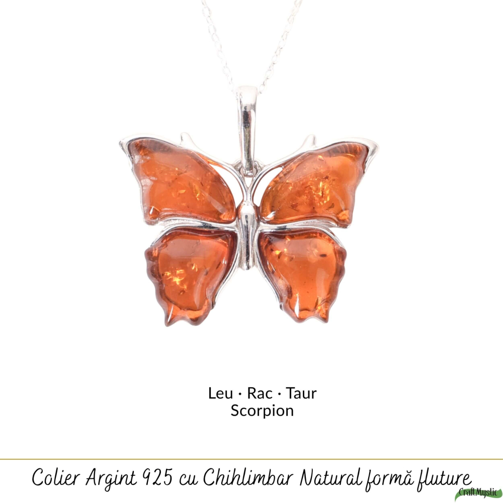 Colier argint 925 cu fluture si chihlimbar natural – Energie solara si vitalitate [5]