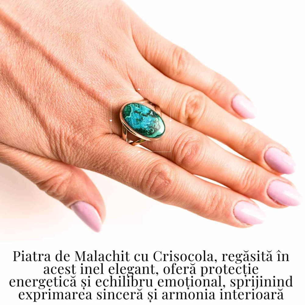 Inel Malachit si Crisocola montura Argint 925 - Protectie si echilibru emotional [10]