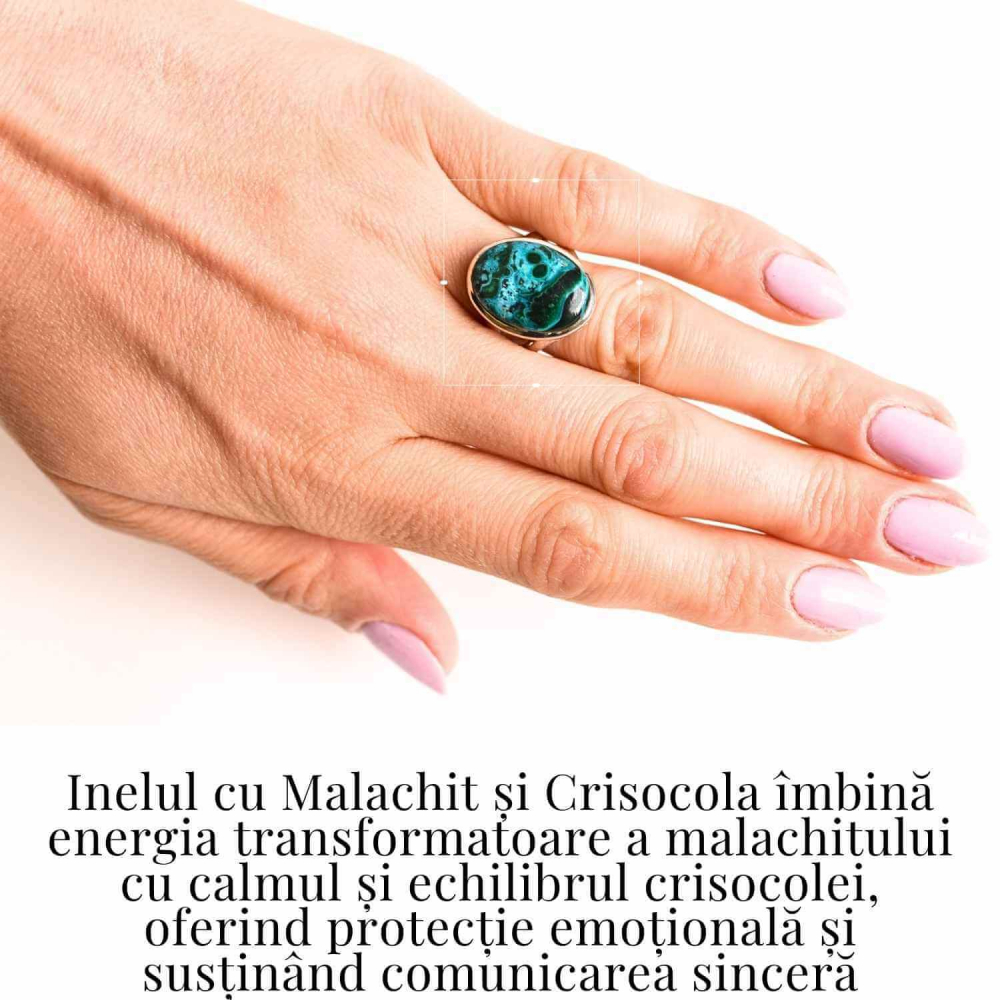 Inel Malachit si Crisocola montura Argint 925 - Protectie si echilibru emotional [2]