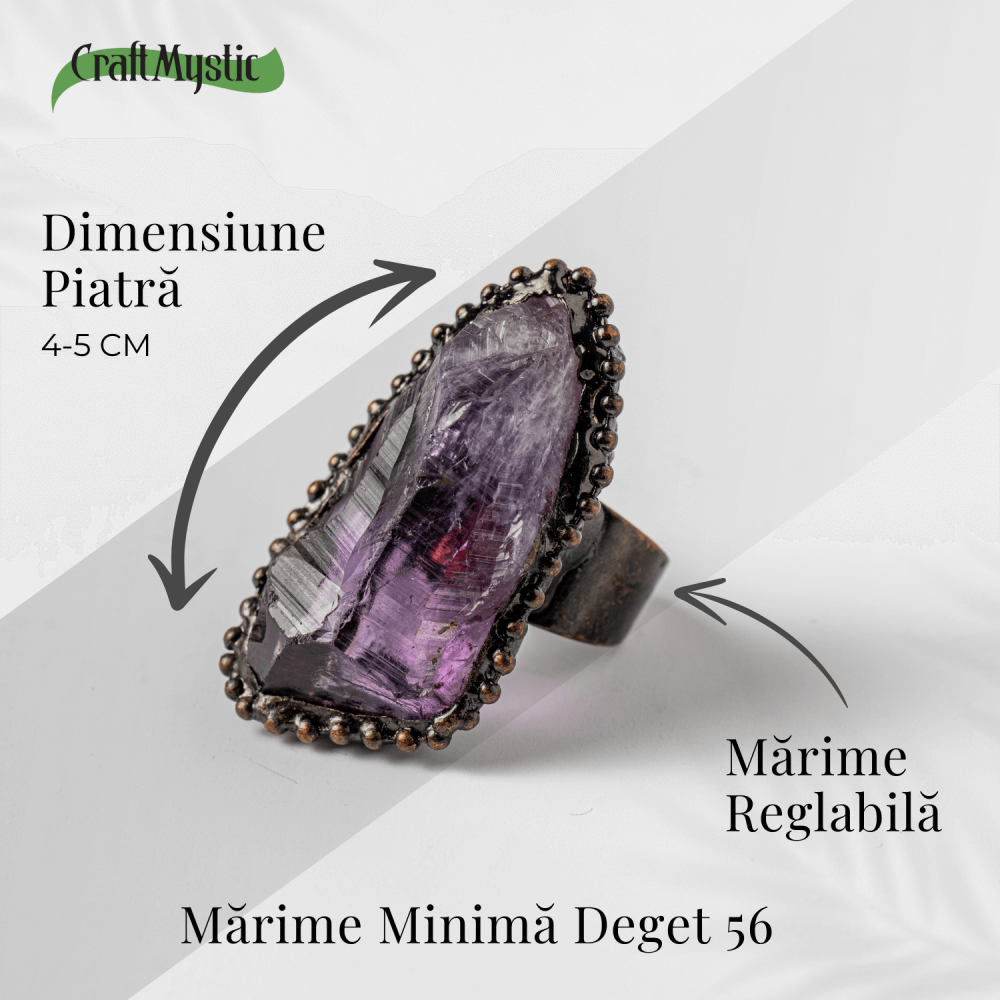 Inel Reglabil Vintage cu Ametist Natural – Claritate si Echilibru [3]