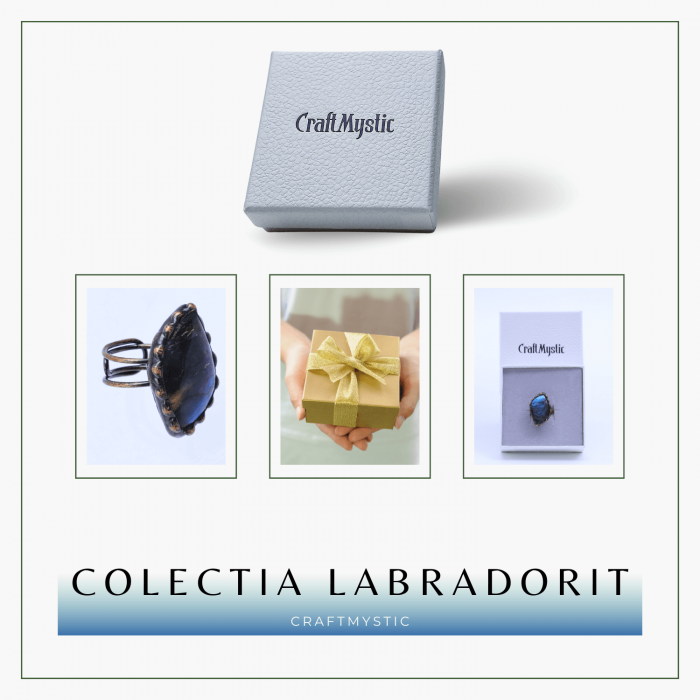 Inel vintage ajustabil cu Labradorit natural forma neregulata, pentru protectie si intuitie [7]