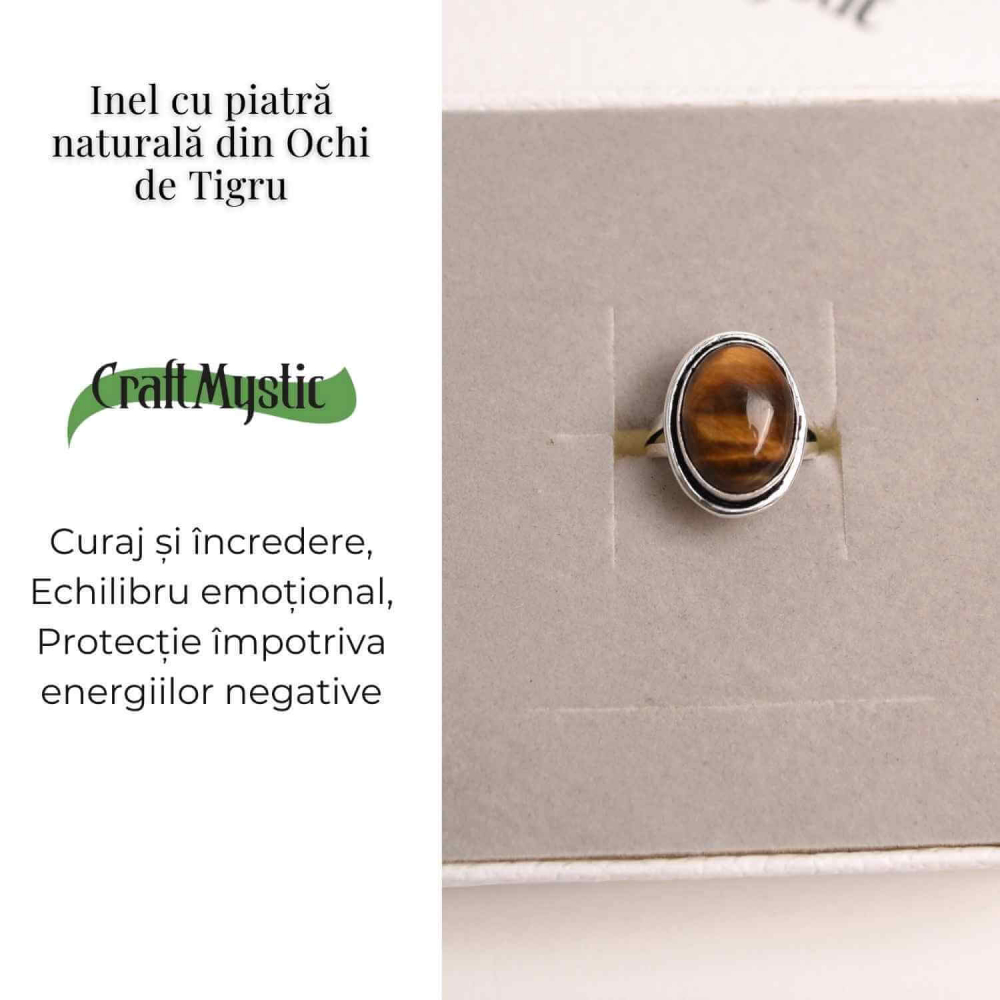 Inel ajustabil argintiu cu Ochi de Tigru – putere si protectie [3]