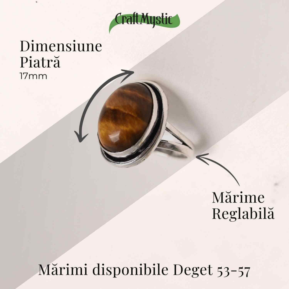 Inel ajustabil argintiu cu Ochi de Tigru – putere si protectie [5]