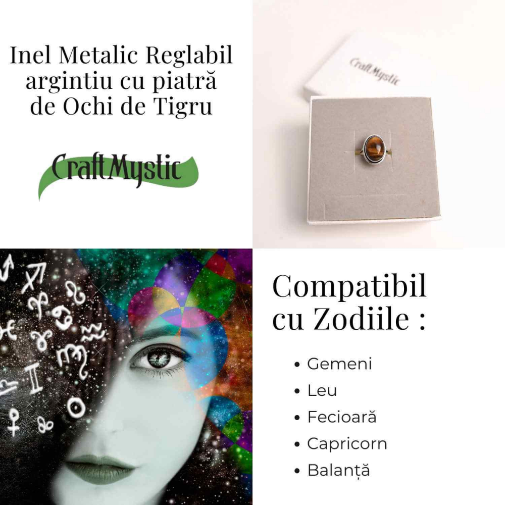 Inel ajustabil argintiu cu Ochi de Tigru – putere si protectie [4]